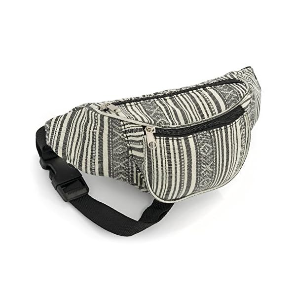 Black and White Stripe Bum Bag Fanny Pack Festivals Holiday Wear | DeHippies.com