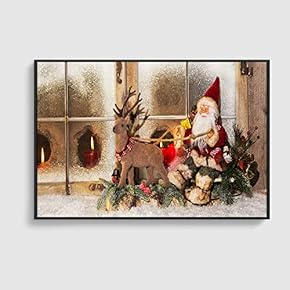 Framed Canvas Home Artwork Decoration Merry Christmas Canvas Wall Art for Living Room, Bedroom - 16x24 inches