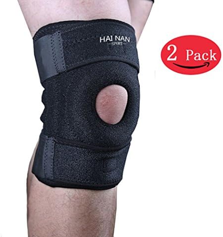 2 PCS Knee Brace Support Sleeve for Arthritis, Meniscus Tear, Running, Basketball, Sports, Athletic, Runners - Adjustable Open Patella Stabilizer Protector Wrap to Relieve Pain Injury Recovery 2 PCS