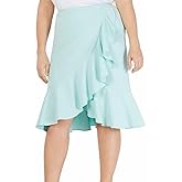 Calvin Klein Womens Plus Ruffled Dressy Midi Skirt Blue 16W