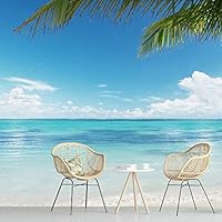 Wall Mural Beach Seascape Removable Self-Adhesive Wallpaper Wall Decoration for Bedroom Living Room - 66x96 inches