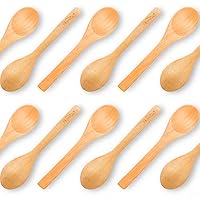 HansGo Small Wooden Spoons, 12PCS Small Soup Spoons Serving Spoons Wooden Teaspoon for Coffee Tea Jam Bath Salts