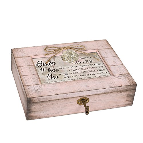 Cottage Garden No Friend Like A Sister Blush Pink Distressed Locket Music Box Plays Friend in Jesus