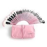 32-Piece Pink Cosmetic Makeup Brush Set with Pink Bag