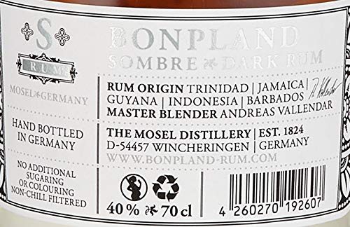 Bonpland | Rum Sombre - Dark | 700 ml | Blended Rum | In Fässern deutscher Spitzenweingüter veredelt – Bild 5