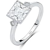 TOPROO Women's Ring, 925 Sterling Silver Plated Gold, Elegant Halo Engagement Ring for Her Women Stackable Bands Jewelry