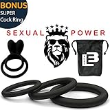 Super Soft Black Silicone Cockring for Male - 4 Per Pack Cock Rings 100% Medical Grade Pure Silicone Penis Ring Set for Extra Stimulation - Better Sex Toy for Erection Enhancing and Last Longer Orgasm
