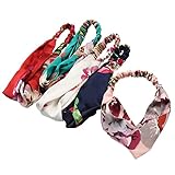 iWenSheng 5 PCS Women's Headbands Elastic Boho Printed Floral Turban Twisted Head Wraps Hair Accessories (5 Pcs)