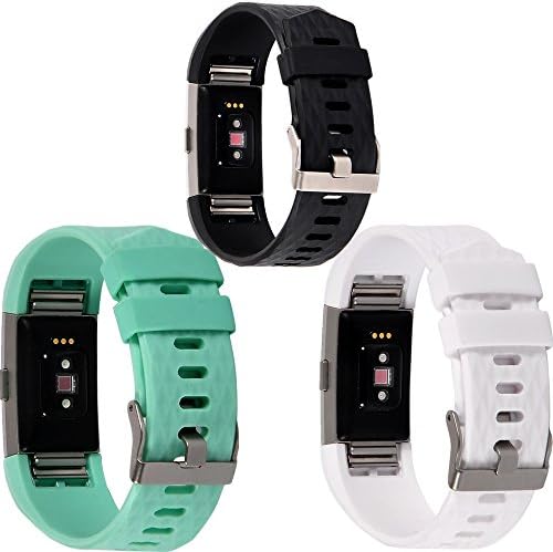 Band for Fitbit Charge 2, WISHTETA Classic Fitness Replacement Accessories Wrist Band for Fitbit Charge 2 HR (3PCS-03)