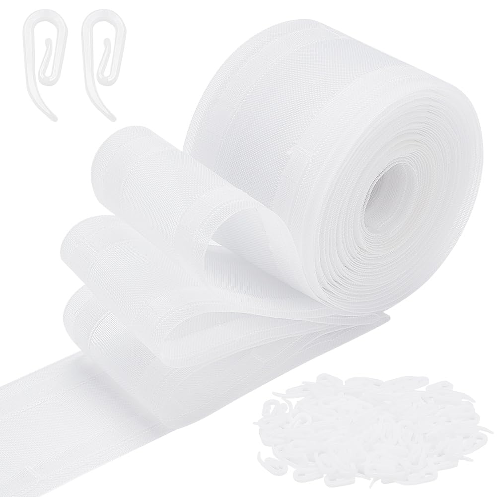 WEBEEDY 10.9 Yard Translucent Curtain Pleating Tape Transparent Wave Curtain Tape Pleat Tape Sewing Curtain Tape for Drapes