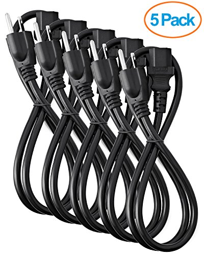 Aurum Cables UL Approved 3 Feet Universal Computer Monitor Power Cord, C13 Power Cable for Monitor, PC, Desktop, Printer, Scanner, 18 AWG NEMA 5-15P to IEC13-5 Pack