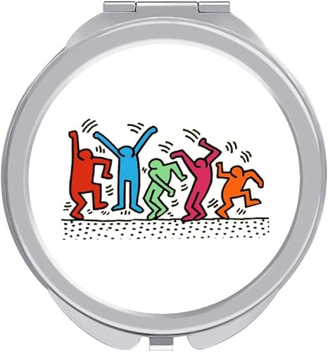 Amazon 携帯ミラー キース ヘリング 両面ミラー 化粧鏡 折りたたみ鏡 手鏡 両面鏡 コンパクトミラー 持ちやすい ファッション 便利軽量 可愛い丸型 女性 メイクアップミラー ホワイト Dcyzbzt 手鏡 通販