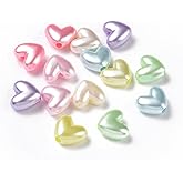 KitBeads 200Pcs Random Acrylic Heart Shaped Beads Mixed Color Imitation Pearl Heart Beads for Bracelets Keychains Jewelry Making Crafts Bulk