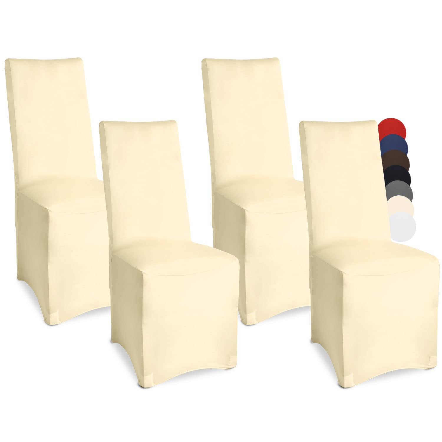 Beautissu Chair Slipcover 45x95cm Leona โ Set of 4 Stretch Chair Cover for Dining Chair Easy fit Stretch Chair Cover Elastic Fitted Cover & Chair Protection in Ecru