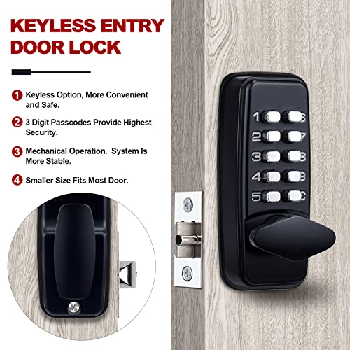 Mechanical Keyless Entry Door Lock with Keypad Door Knob, Keyless