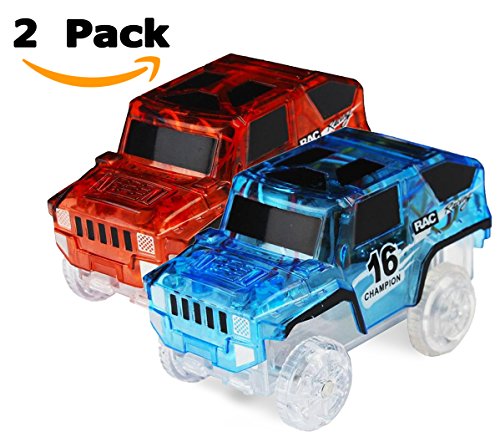 image for HapiSimi Track Car, LED Light Up Jeep Car (2-Pack), Multi-color LED Li
