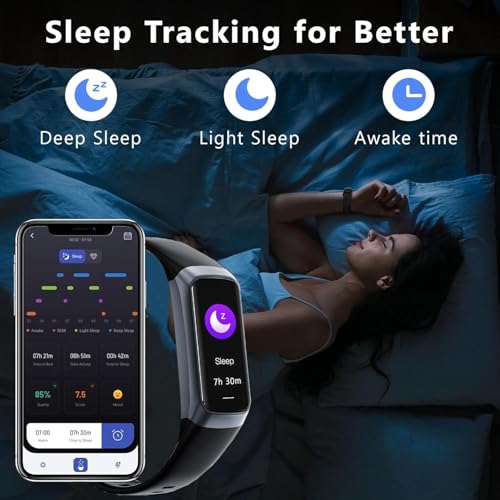 Fitness Tracker with 24/7 Heart Rate Blood Oxygen Sleep Monitor,Activity Tracker with 1.1" AMOLED Touch Color Screen, Multiple Sport Modes Step Counter,IP68 Waterproof for Women Men (Black)