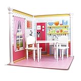 Bedroom and Kitchen Interchangeable 18 Inch Dollhouse Playscape with Bed, Table and 2 Chairs
