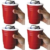 Red Cup Kool Kooler, Set of 4 Insulated Foam Can Holders