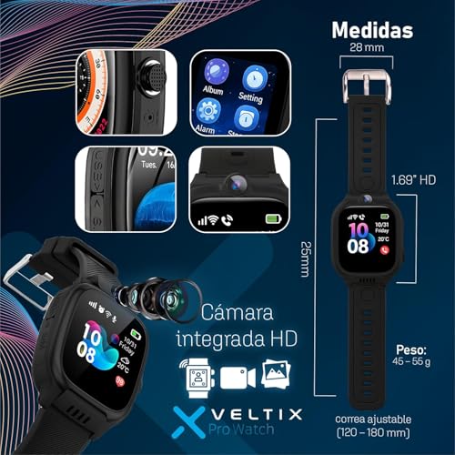 VELTIX®️ Nuevo Reloj Inteligente Niño X Pro 4G + 2 Correas Gratis | Smartwatch Niños con GPS Y Llamadas | Reloj Inteligente Niña | Reloj con GPS | Reloj para niños con VIDEOLLAMADAS (Premium)