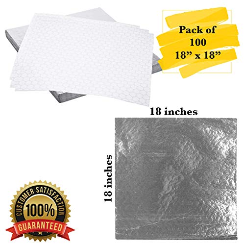MM Foodservice Insulated Cushion Foil Wrap, Insulated Foil Sandwich Wrap, Pre Cut Honeycomb Insulated Wrap Sheets. (100)