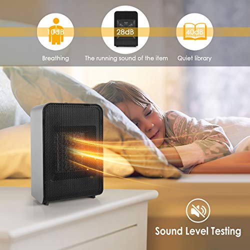Ceramic Space Heater, 1500W/750W Portable Fast Heating Electric Heater Fan Indoor with Adjustable Thermostat for Home Bedroom Office - Thumbnail 3