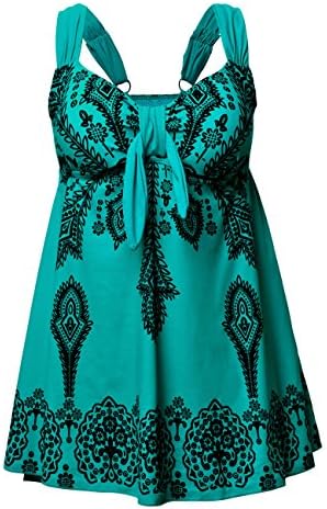 Nonwe Women's Plus-Size Swimsuit Retro Print Two Piece Pin up Tankini Swimwear