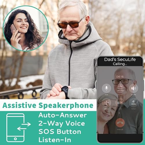 Seculife Seculife SOS Wristband – Elderly Life Saving Fall Alert System, Emergency Call Button, Assistive Speakerphone, GPS Tracking, Seniors Dementia, Alzheimer’s, 24/7 Medical Monitoring