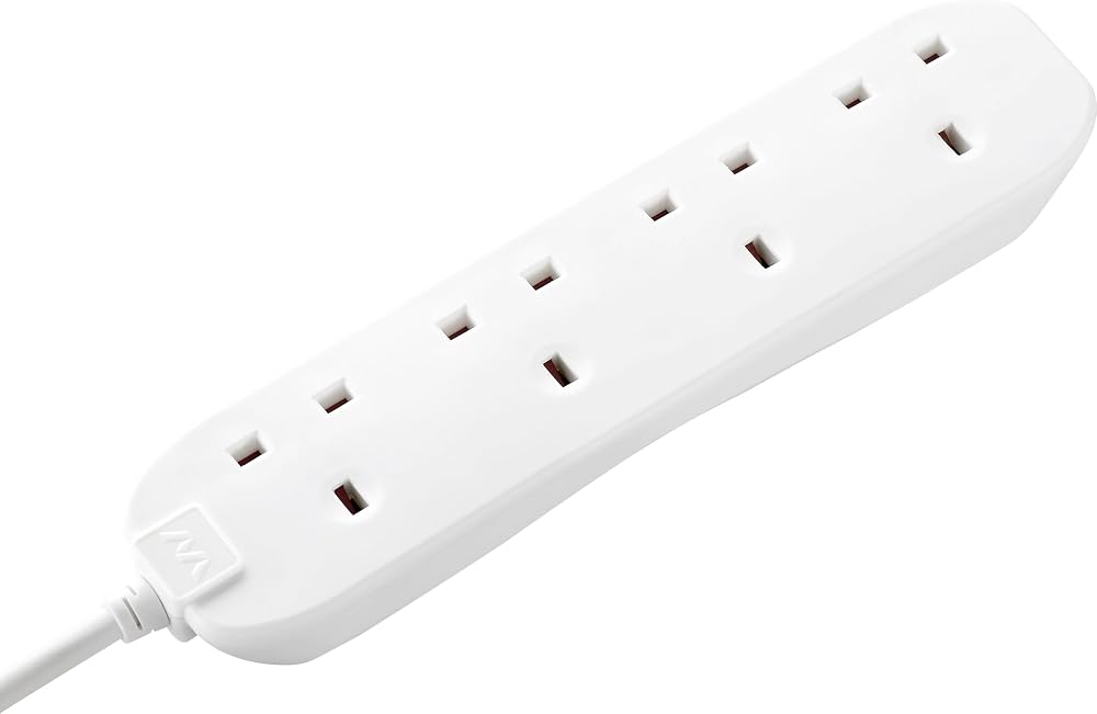 Masterplug Four Socket Extension Lead 5m Cable 13A White 4-Gang