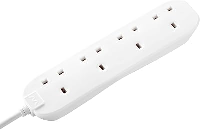 Masterplug Four Socket Extension Lead 5m Cable 13A White 4-Gang