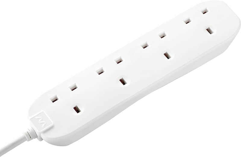 Masterplug Four Socket Extension Lead 5m Cable 13A White 4-Gang
