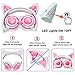Kids Cat Ear Headphones with Glowing LED Light USB Rechargable 85dB Volume Limited Adjustable Headband 3.5mm Jack Over/On Ear Earphones Foldable Game Headset for Girls Boys Toddlers Phone Tablets