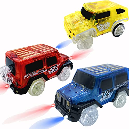 Tracks Cars Replacement with LED Light Glow Car Toys, Magic Tracks Cars,  Race Car Track Compatible with Most C