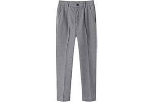 DANUOKU Boys Dress Pants with Elastic Waist, School Uniform Formal Trousers for Kids, Straight Leg Suit Pants with Belt Loops