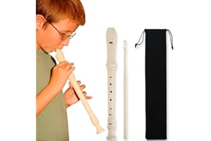 Guiyal German saxphone(Musical Instruments)，mini saxophone，Soprano Recorder,German Fingering ，Baroque Style ，8 Hole Flute for Beginners Kids Student in School (Beige)