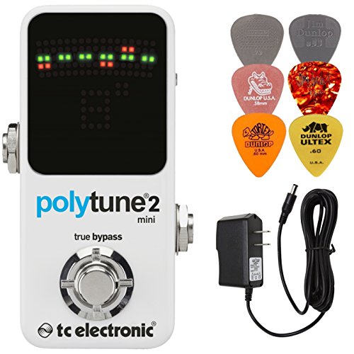 TC Electronic Polytune 2 Mini Polyphonic Pedal Tuner Bundle with 9V Power Supply and 6 Assorted Dunlop Picks - Thumbnail 5