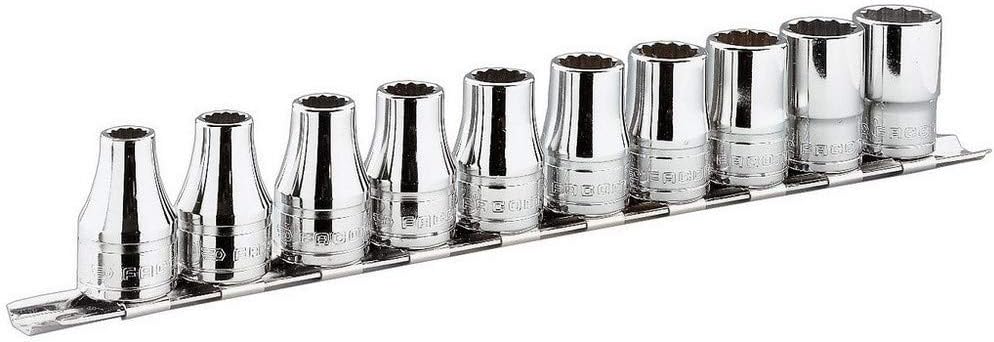 Facom s.41e Set 9 Cups 1/2 mm Rack, Silver, Variety pack