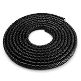 BEADNOVA 9mm Fold Bolo Flat Braided Leather Cord For Bracelet Jewelry Making 2 Meters, Black