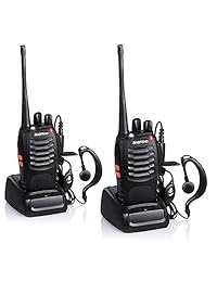 Baofeng BF 888S recargables 3 miles (Rango de 5 km) de largo 5 W Two Way Radio Walkie Talkies 16 canales Radio portátil construido en linterna LED auricular con micrófono (Pack de 2) (2 unidades)