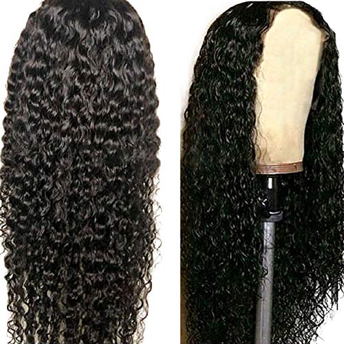 Am Youth Lace Front Wigs Human Hair Brazilian Remy Water Wave Human Hair Wig for Black Women With Baby Hair 130% Density Natural Color 14 Inch