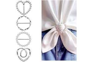 Decixde 4PCS Scarf Ring Clip Shirt Clip T-shirt Ties Clips Clothes Corner Knotted Button for Women (silver)