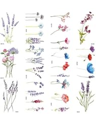 COKTAK 12Pieces/Lot 3D Watercolor Lavender Flower Temporary Tattoos For Women Body Art Arm Fake Flora Adults TattooSticker Waterproof Girls Tatoos