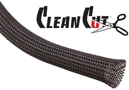 Techflex CCP1.00BK25 Flexo Clean Cut 1-Inch Braided Cable Sleeve, Black - 5 Feet