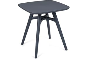 Tangkula 28" Square Outdoor Dining Table, All-Weather Plastic Patio Bistro Table for 4, Small Compact Outside Furniture for G