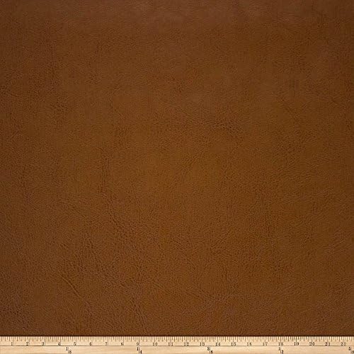 Richloom Fabrics Tough Faux Leather Comstock Fabric, Cognac