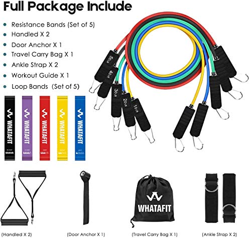 Whatafit-Resistance-Bands-Set-16pcs-Exercise-Bands-with-Door-Anchor-HandlesWaterproof-Carry-Bag-Legs-Ankle-Straps-for-Resistance-Training-Physical-Therapy-Home-Workouts-Set3