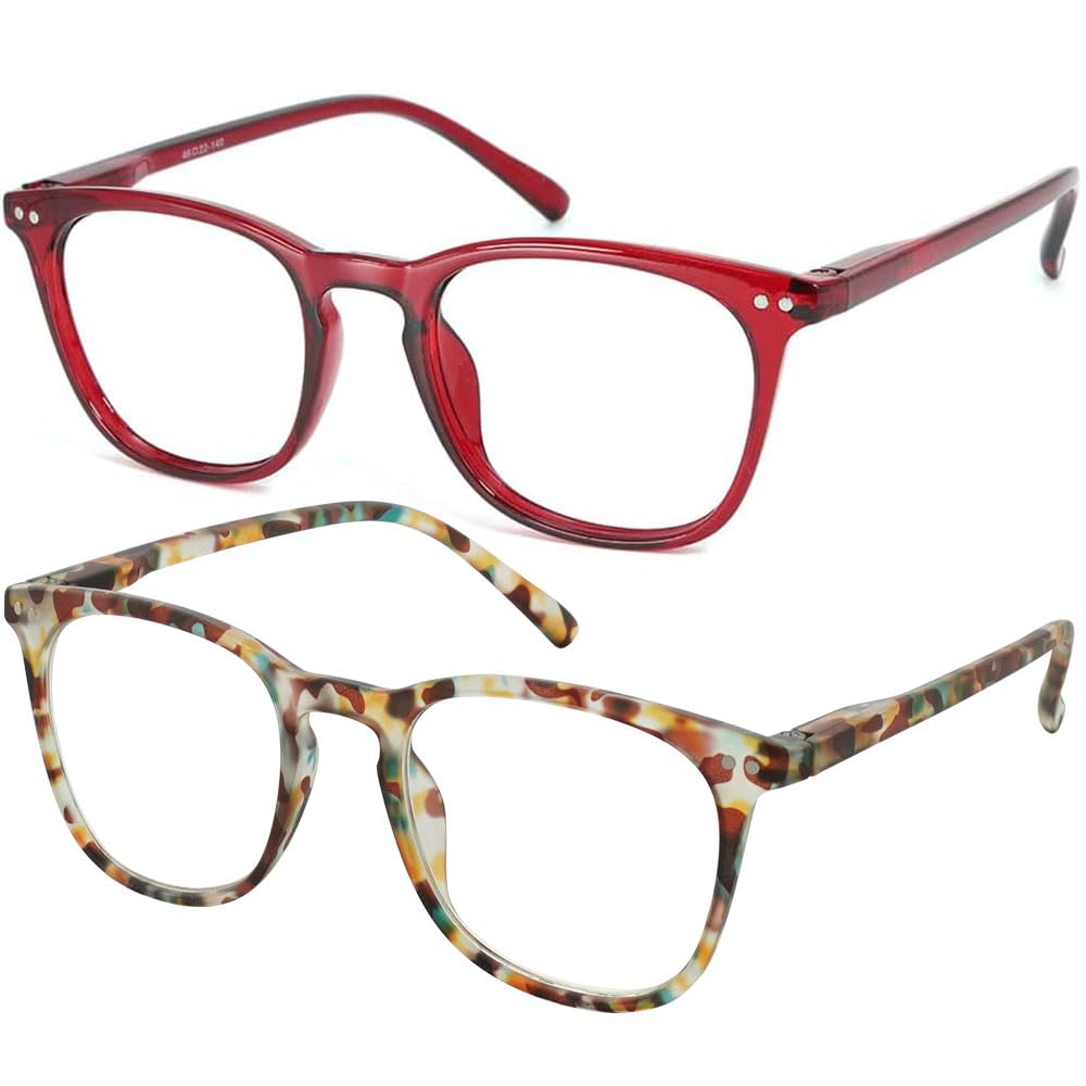 JiSoo Womens Reading Glasses 1.0, Trendy Readers Glasses Women, Lightweight Ladies Magnifying Glasses for Reading, Multicolor+Red — image 1
