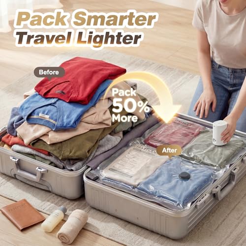 Vacuum Bags for Clothes, Vacuum Bags for Food, Clothes Vacuum Pouch with Pump, Space Saving 14 Pieces Set - Ideal for Travel