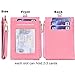 Beurlike Bifold ID Badge Holder Case Leather Credit Card Wallet Neck Lanyard (Pink)