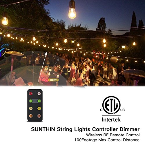 SUNTHIN Max 150W Power Patio Lights Dimmer Remote, 100Ft Wireless Control Distance Dimming Kit for Outdoor Light String, Smart Plug-in Dimmer Switch of LED String Lights, 4 Brightness Dimming